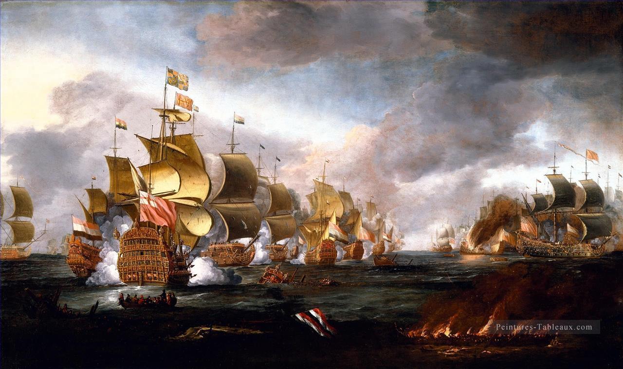 La bataille de Lowestoft 3 juin 1665 Engagement entre les flottes anglaises et néerlandaises d’Adriaen Van Diest Peintures à l'huile